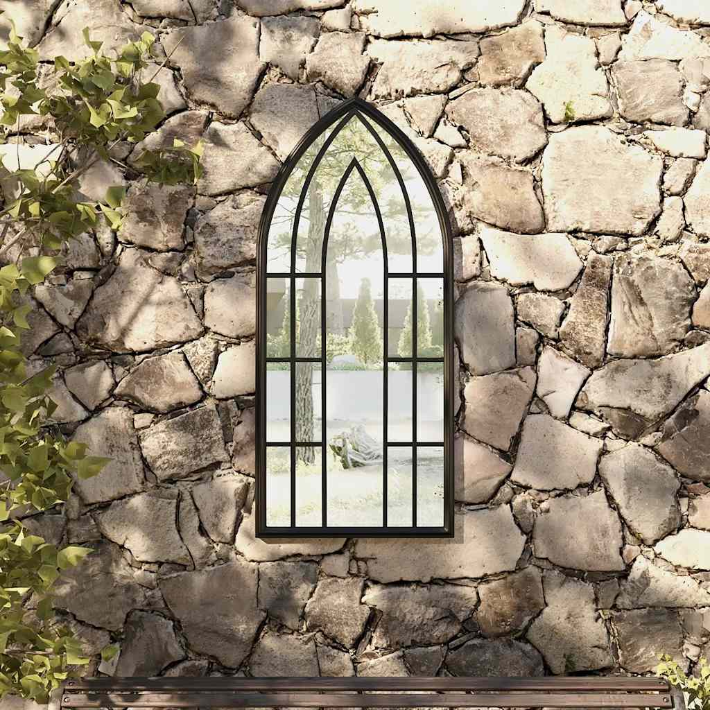 Garden Mirror Black 100x45 cm Iron