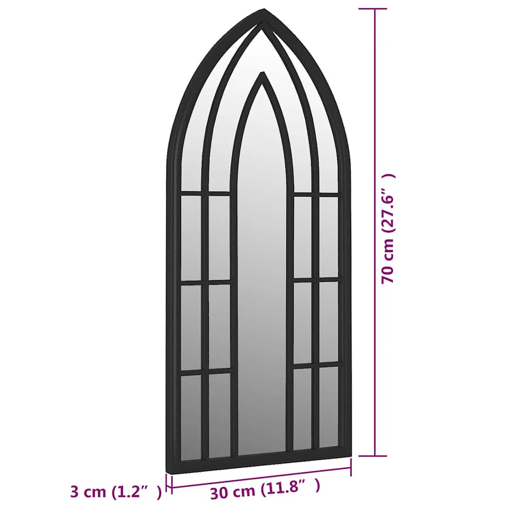 Miroir de jardin noir 70x30 cm en fer