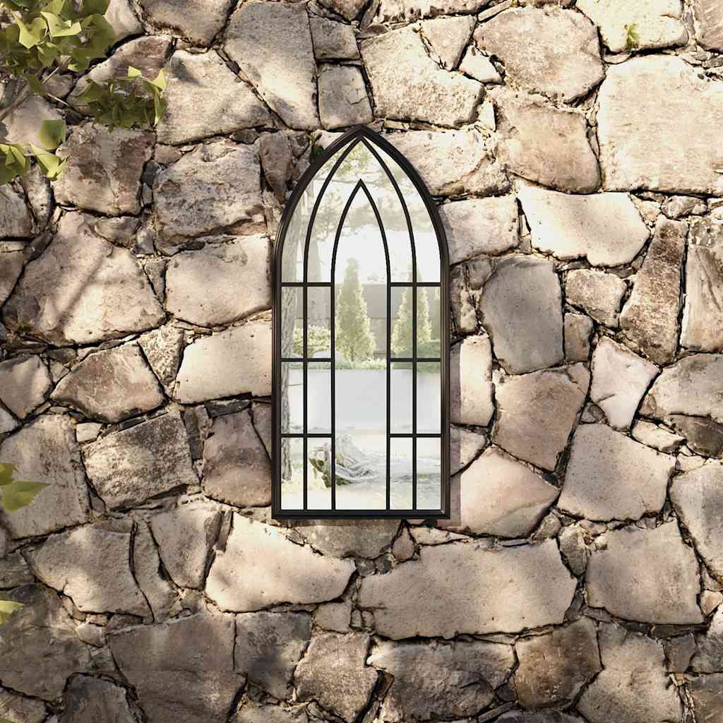 Miroir de jardin noir 70x30 cm en fer