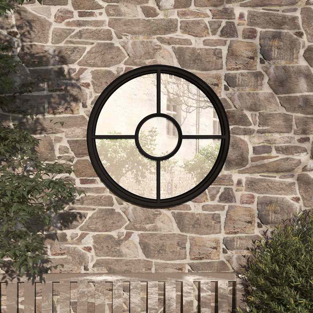 Garden Mirror Black 40x4 cm Iron Round