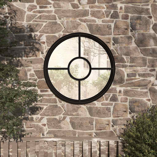 Garden Mirror Black 60x4 cm Iron Round