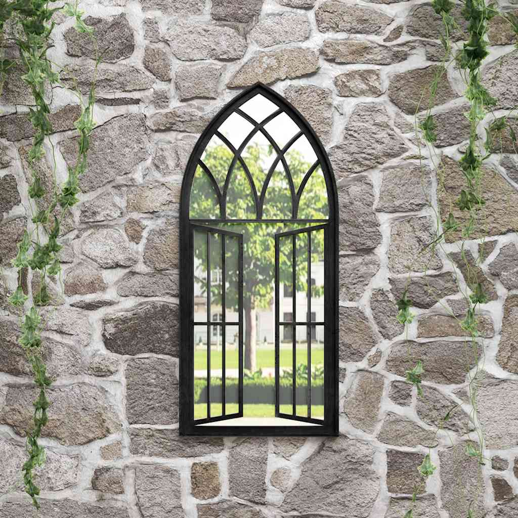 Garden Mirror Black 100x45 cm Iron