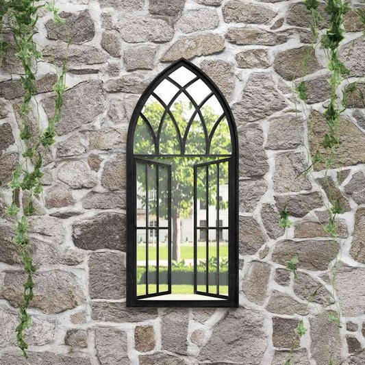 Garden Mirror Black 100x45 cm Iron
