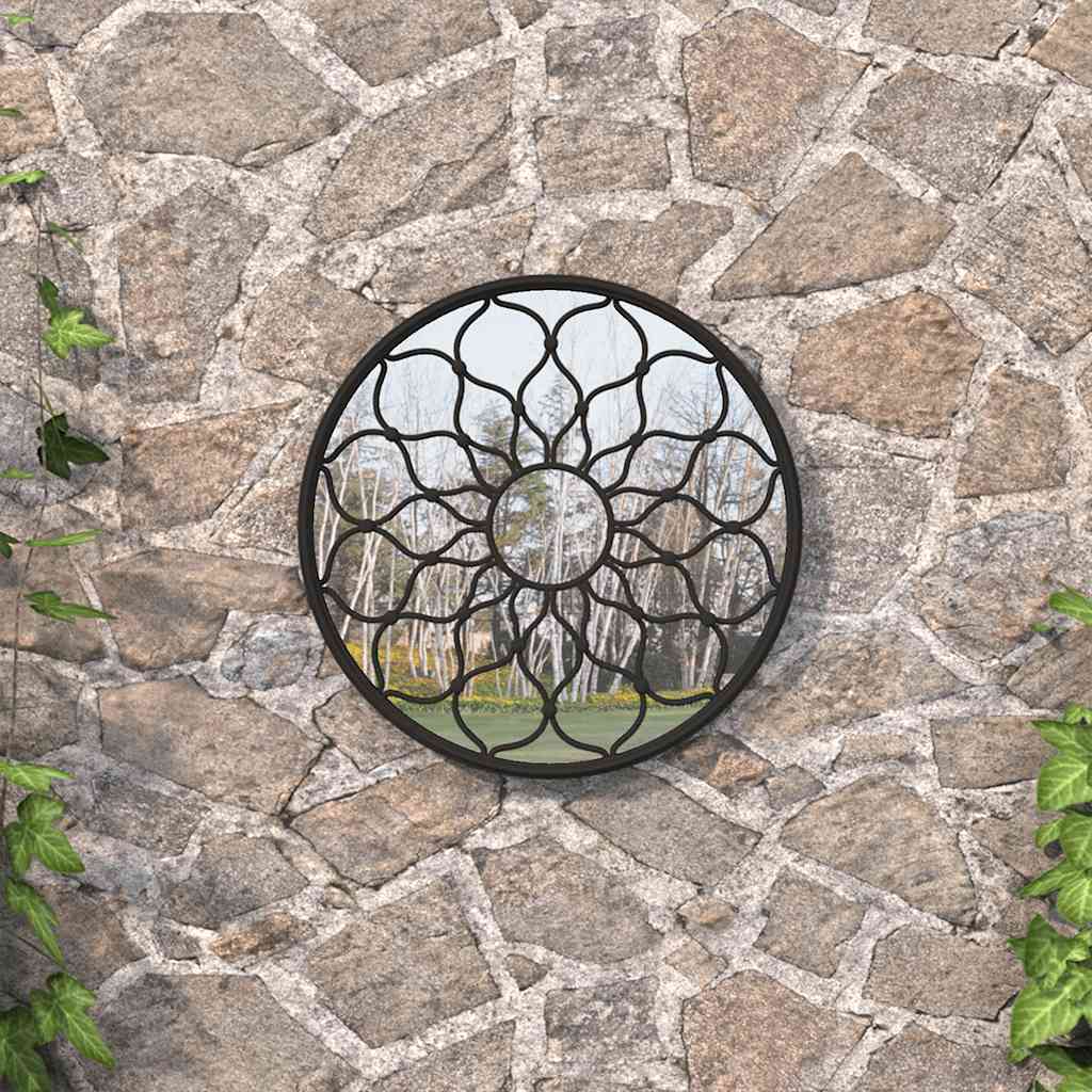 Garden Mirror Black 60x3 cm Iron Round