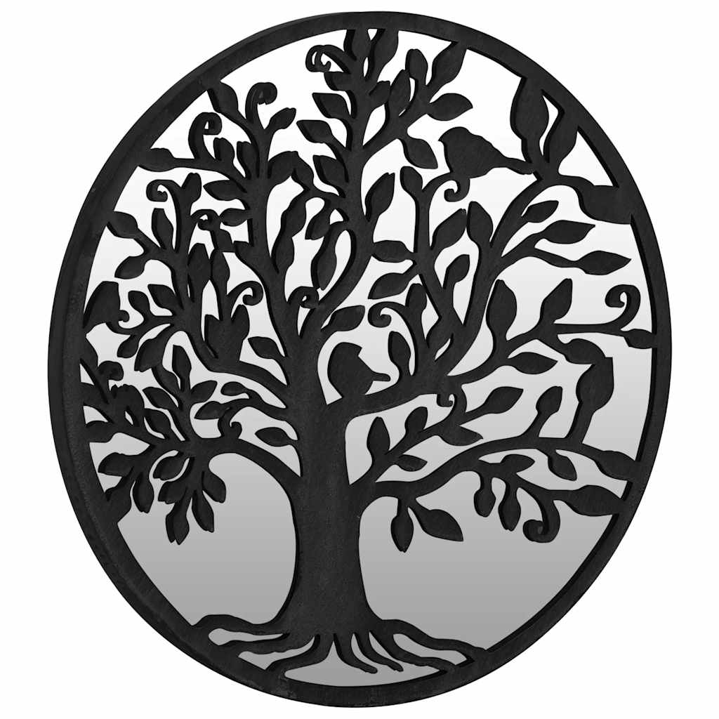 Garden Mirror Black 40x2.5 cm Iron Round