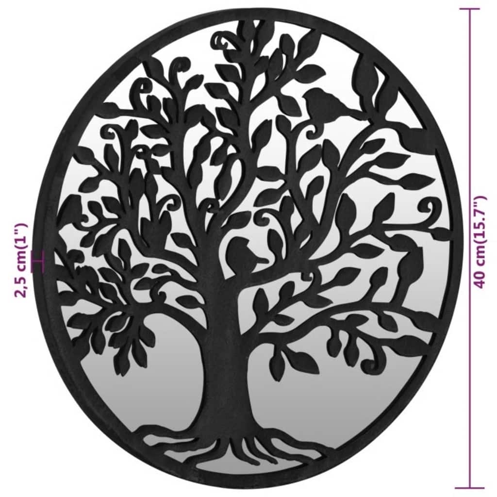 Garden Mirror Black 40x2.5 cm Iron Round
