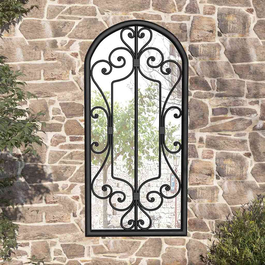 Garden Mirror Black 100x45 cm Iron