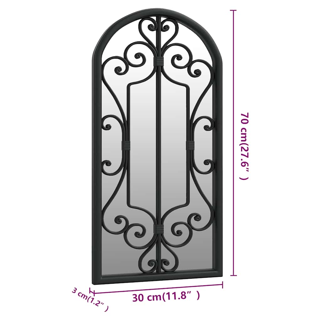 Garden Mirror Black 70x30 cm Iron