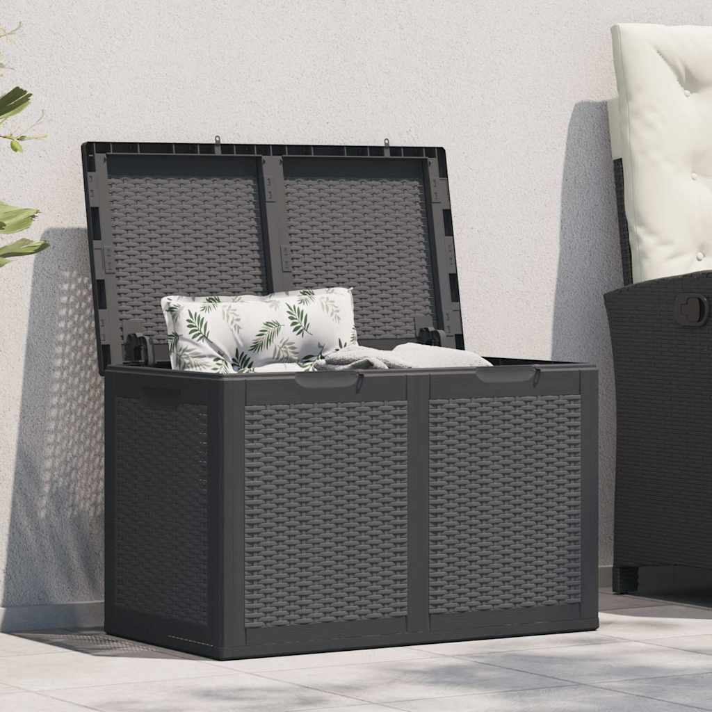 Garten-Aufbewahrungsbox 180 L Schwarz PP Rattan