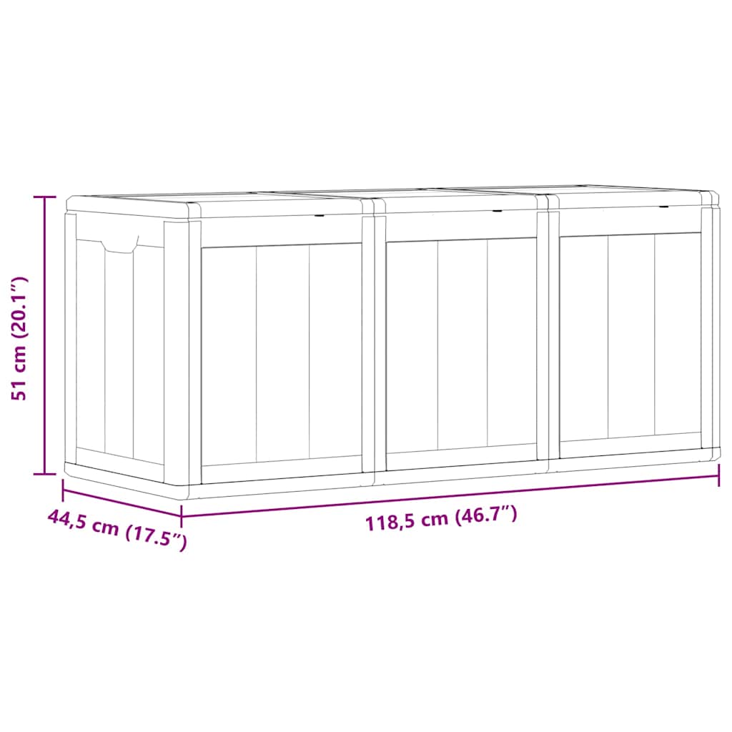 Garten-Aufbewahrungsbox 270 L Braun PP-Holzoptik