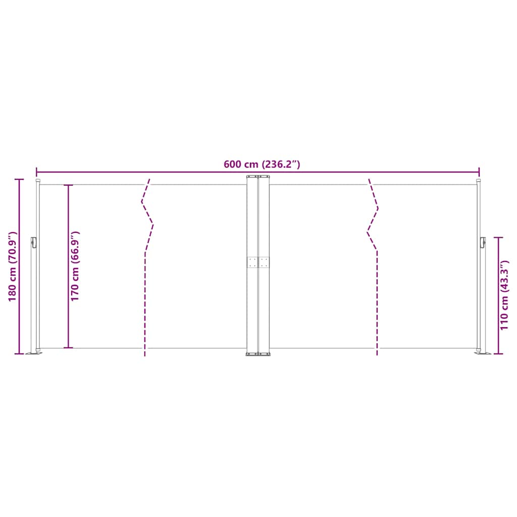 Seitenmarkise Ausziehbar Braun 180x600 cm