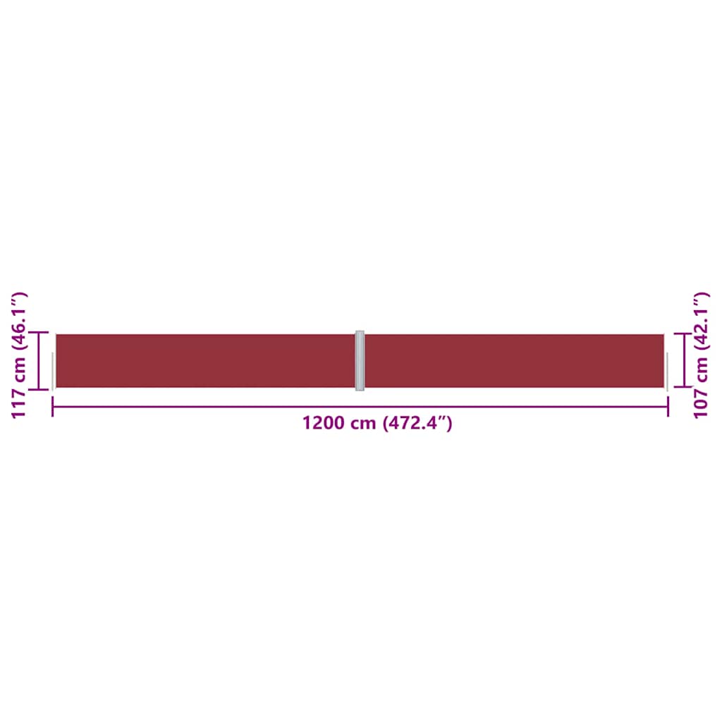 Seitenmarkise Ausziehbar Rot 117x1200 cm
