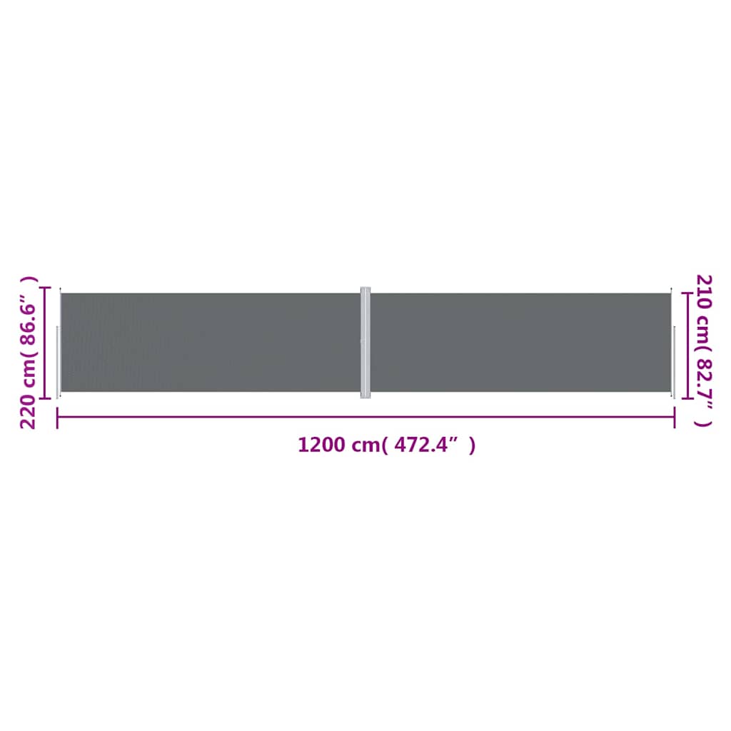 Seitenmarkise Ausziehbar Anthrazit 220x1200 cm