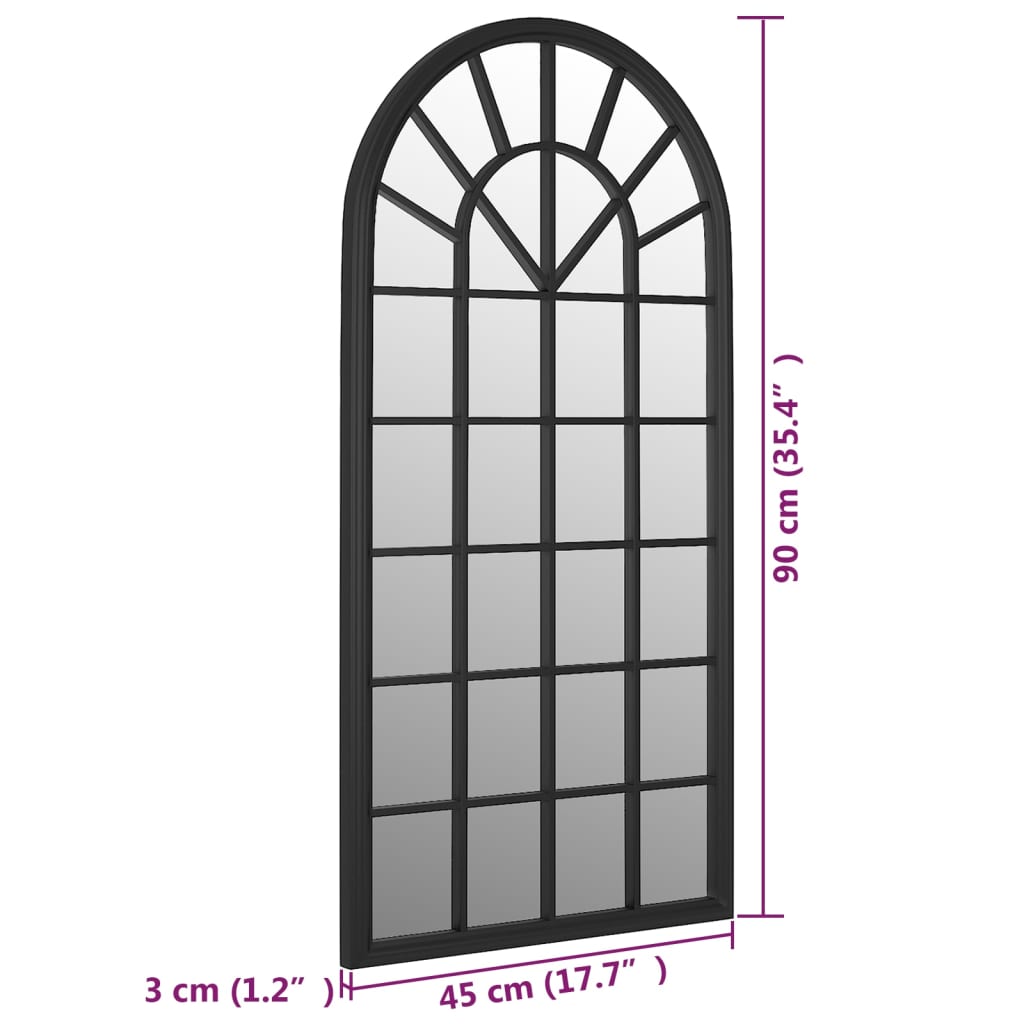 Miroir noir 90x45 cm en fer pour l'intérieur