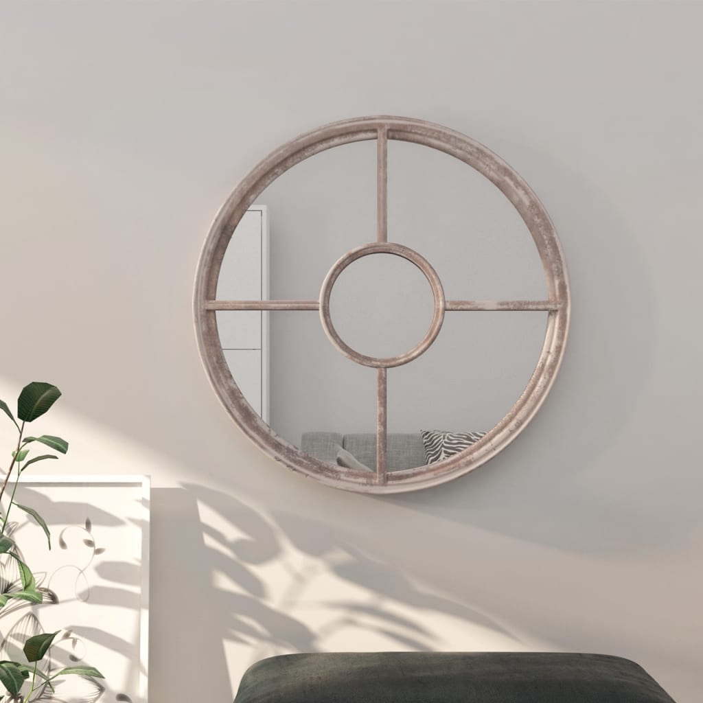 Miroir couleur sable 60x4 cm en fer rond pour l'intérieur
