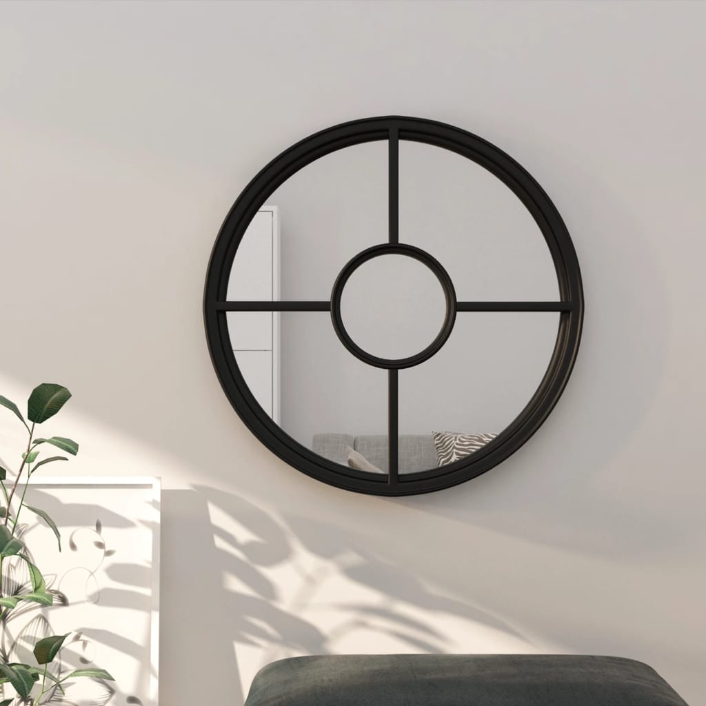 Miroir Noir 60x4 cm Fer Rond pour l'intérieur