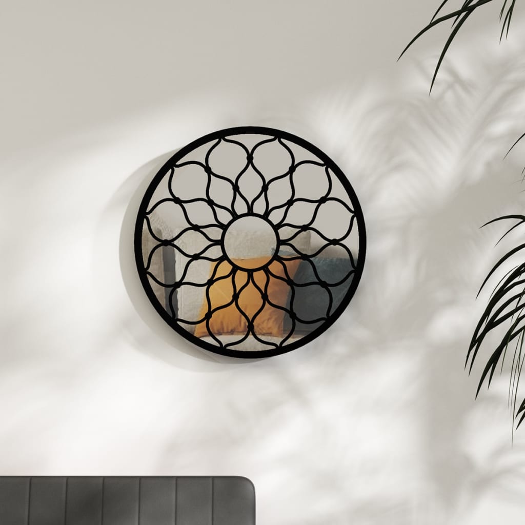 Miroir Noir 40x3 cm Fer Rond pour l'intérieur