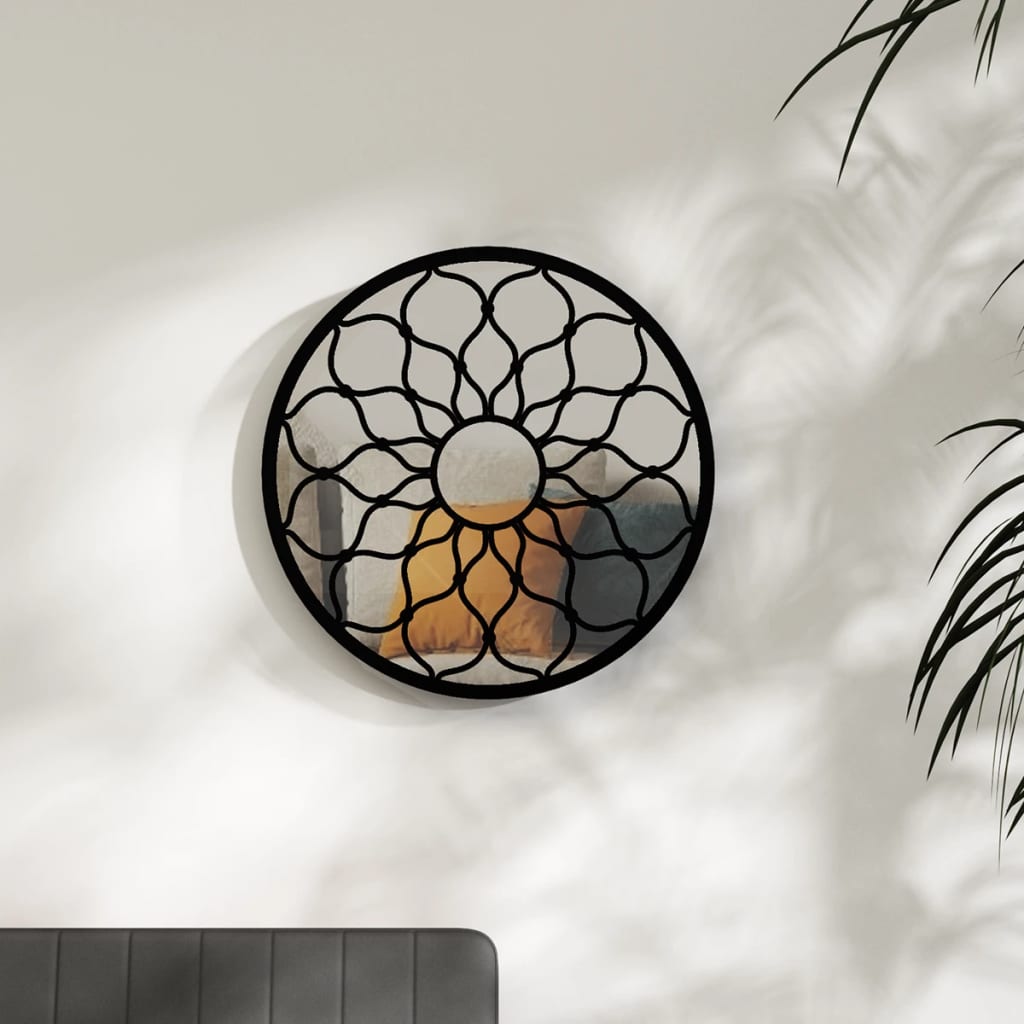Miroir noir 60x3 cm fer rond pour intérieur