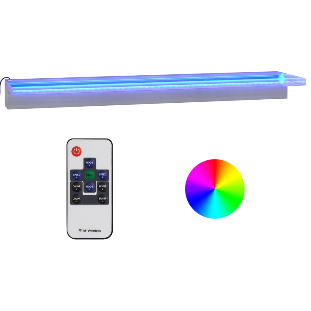 Lame d'eau avec LEDs RGB inox 90 cm