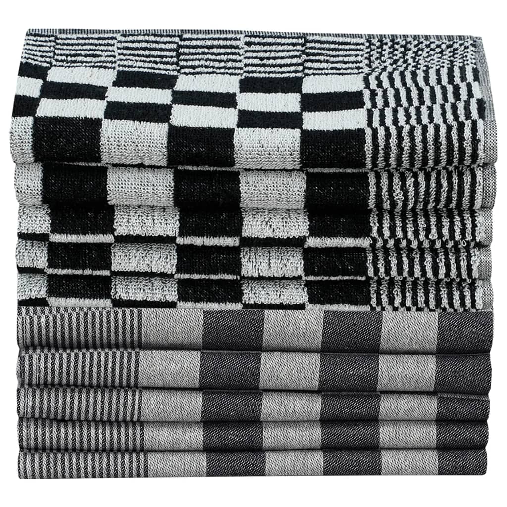 50-piece Towel Set Black and White Cotton