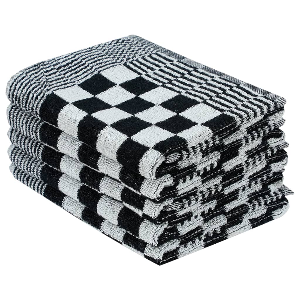 50-piece Towel Set Black and White Cotton