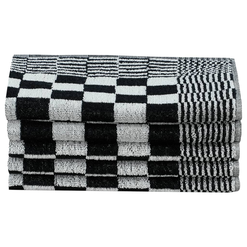50-piece Towel Set Black and White Cotton