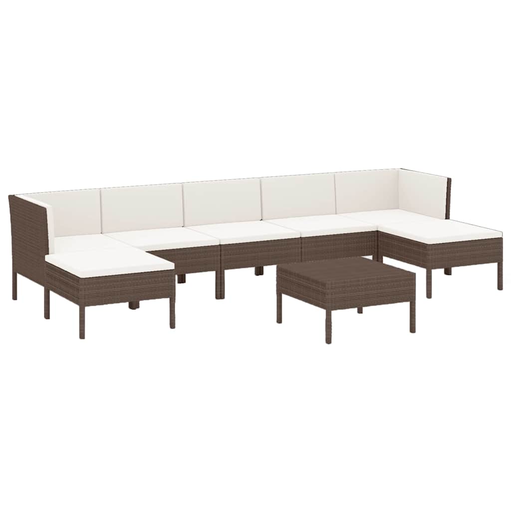 8-tlg. Garten-Lounge-Set mit Auflagen Poly Rattan Braun
