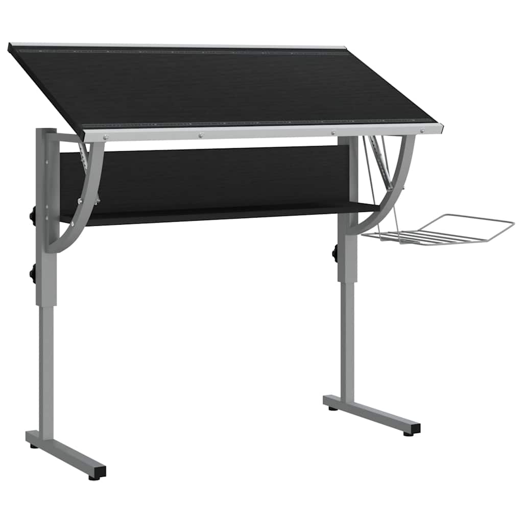 Craft Table Black & Gray 110x53x(58-87)cm Wood Composite Steel