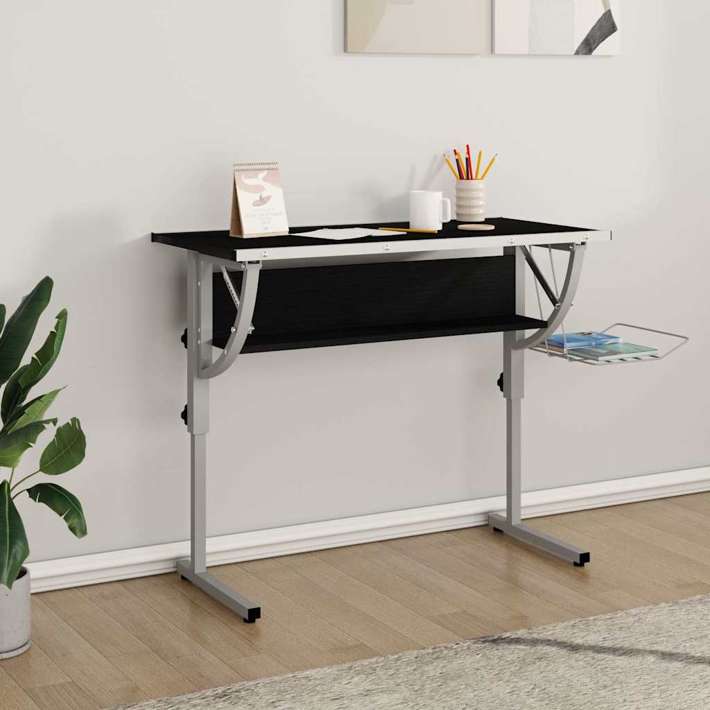 Craft Table Black & Gray 110x53x(58-87)cm Wood Composite Steel