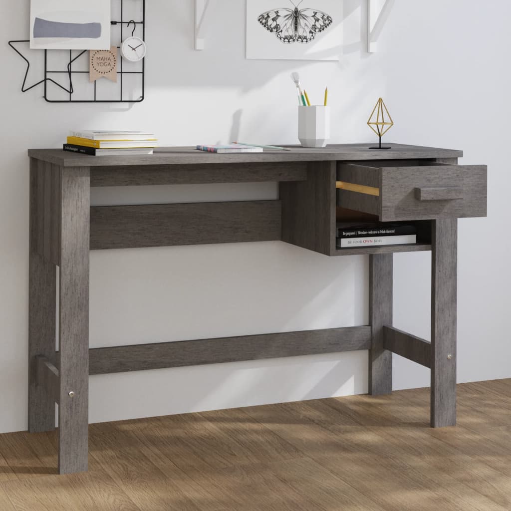 Desk HAMAR Light Grey 110x40x75 cm Solid Pine