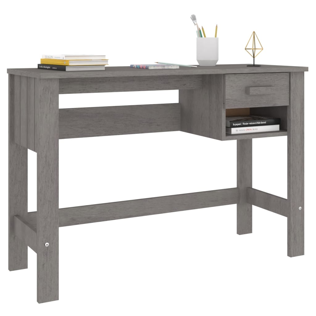 Desk HAMAR Light Grey 110x40x75 cm Solid Pine