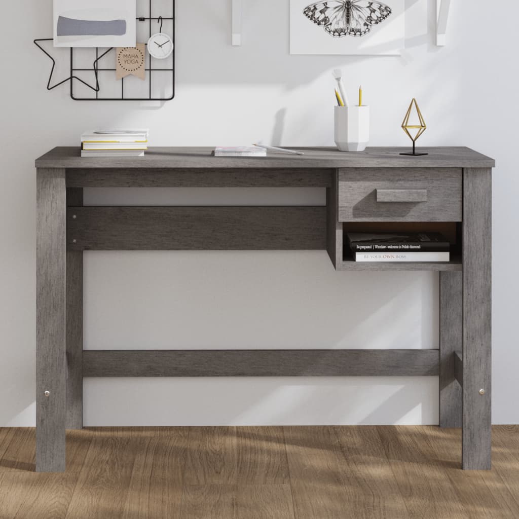 Desk HAMAR Light Grey 110x40x75 cm Solid Pine