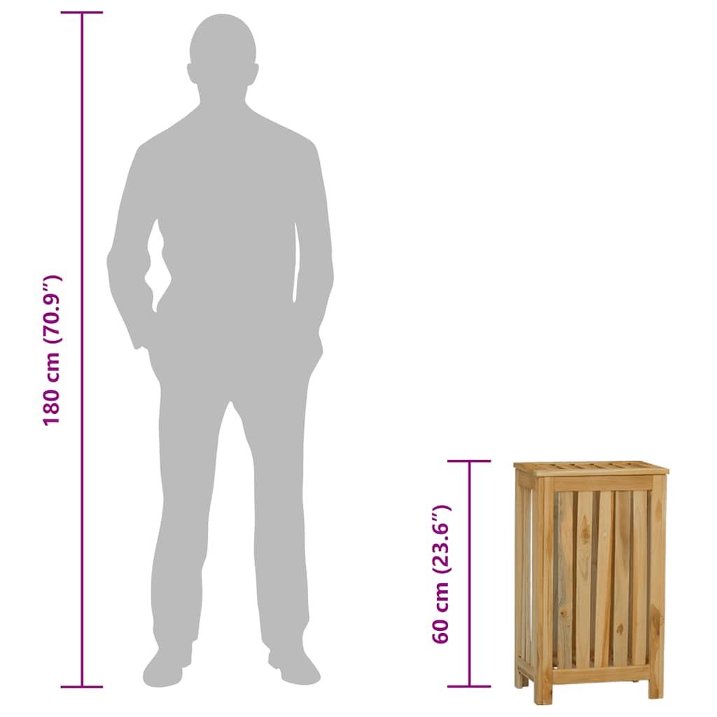 Wäschebehälter 35x25x60 cm Massivholz Teak