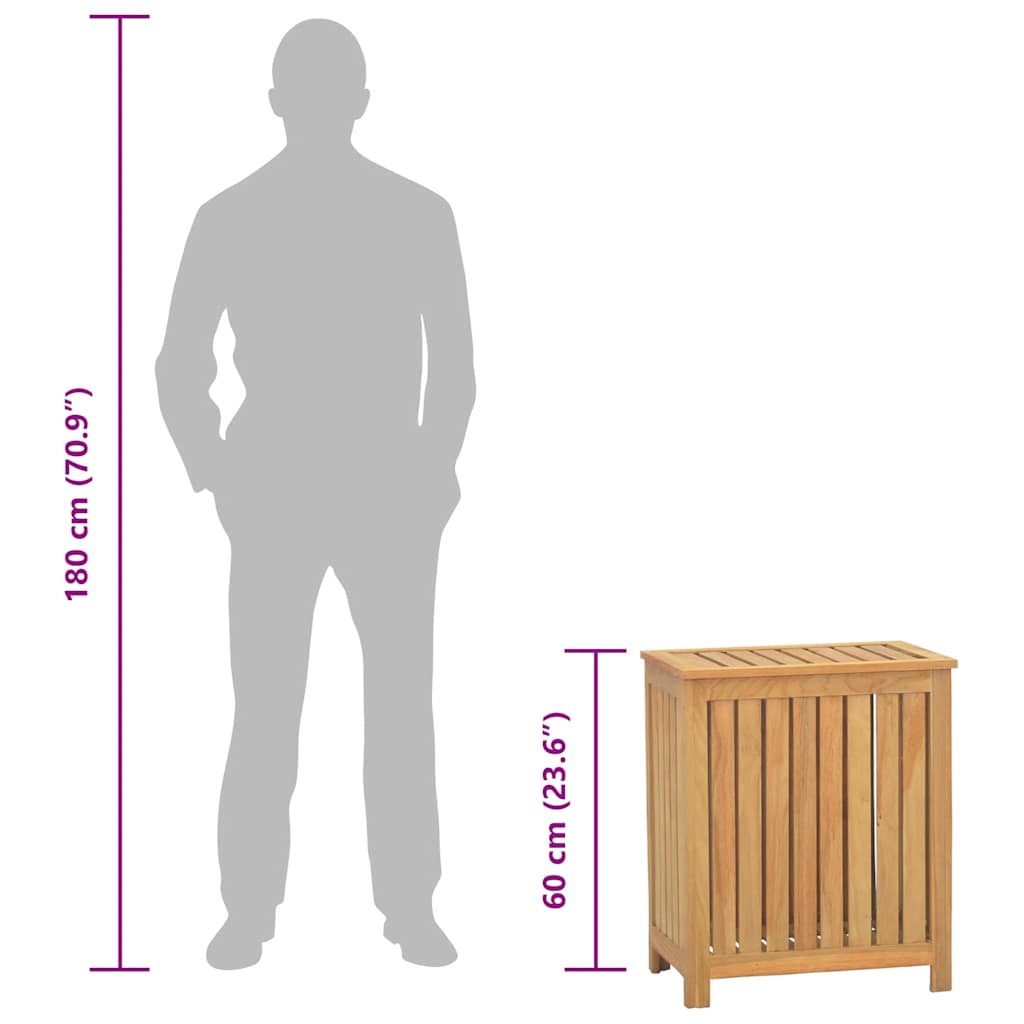 Wäschebehälter 50x35x60 cm Massivholz Teak