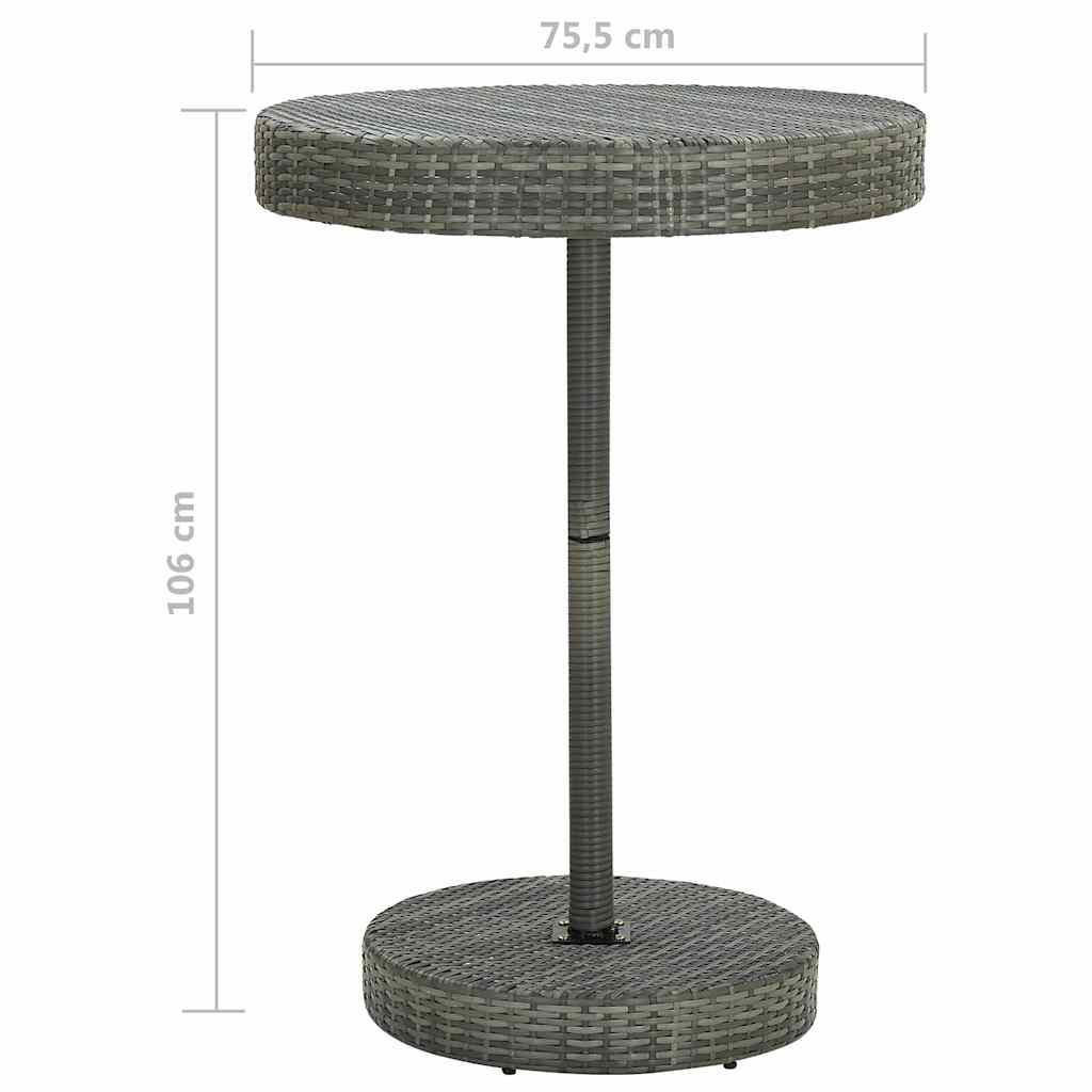 5-tlg. Gartenbar-Set mit Kissen Poly Rattan Grau