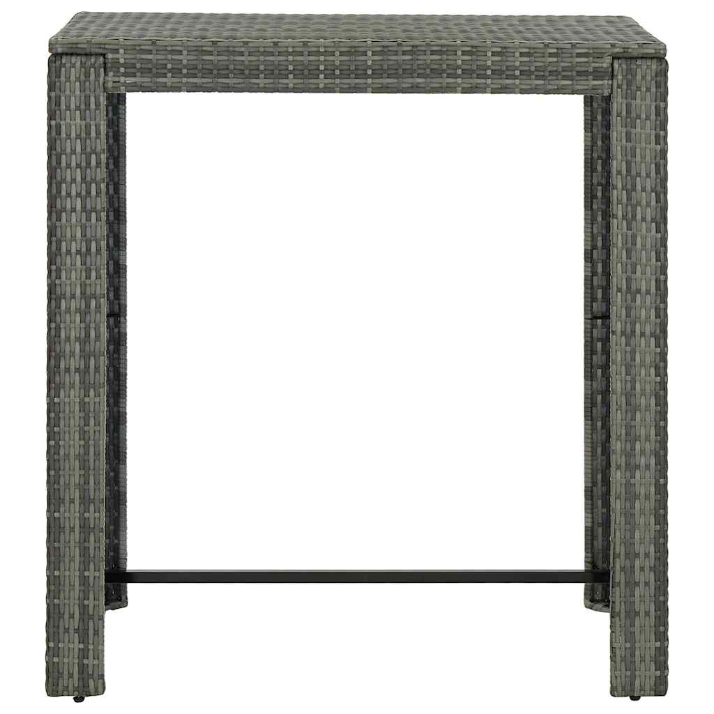 5-tlg. Gartenbar-Set mit Kissen Poly Rattan Grau