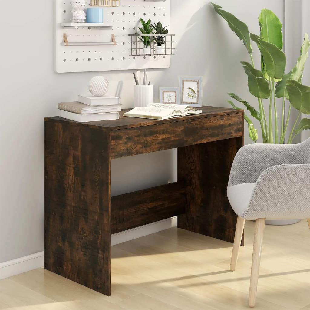Bureau chêne fumé 101x50x76,5 cm Bois d'ingénierie
