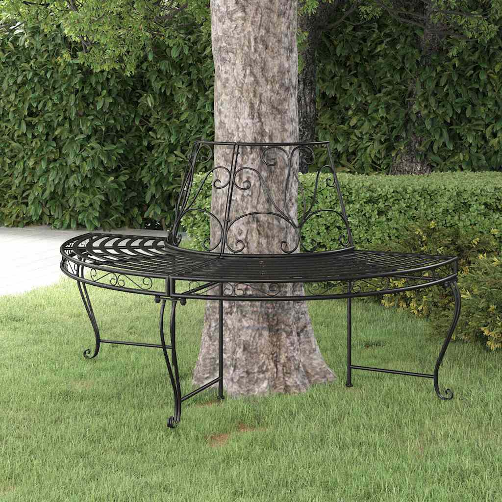 Baumbank Halbrund Ø160 cm Schwarz Stahl