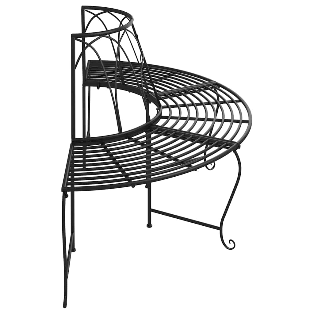 Baumbank Halbrund Ø159 cm Schwarz Stahl