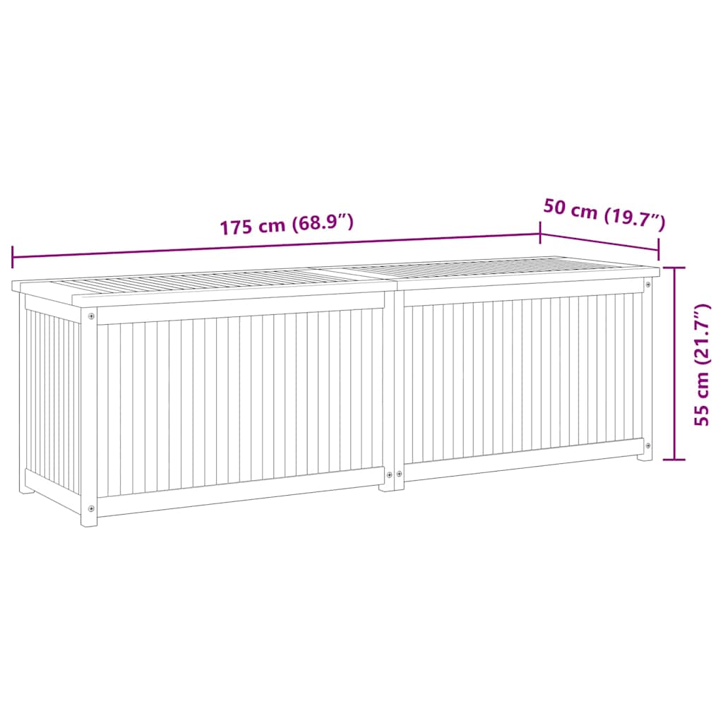 Gartenbox 175x50x55 cm Massivholz Teak