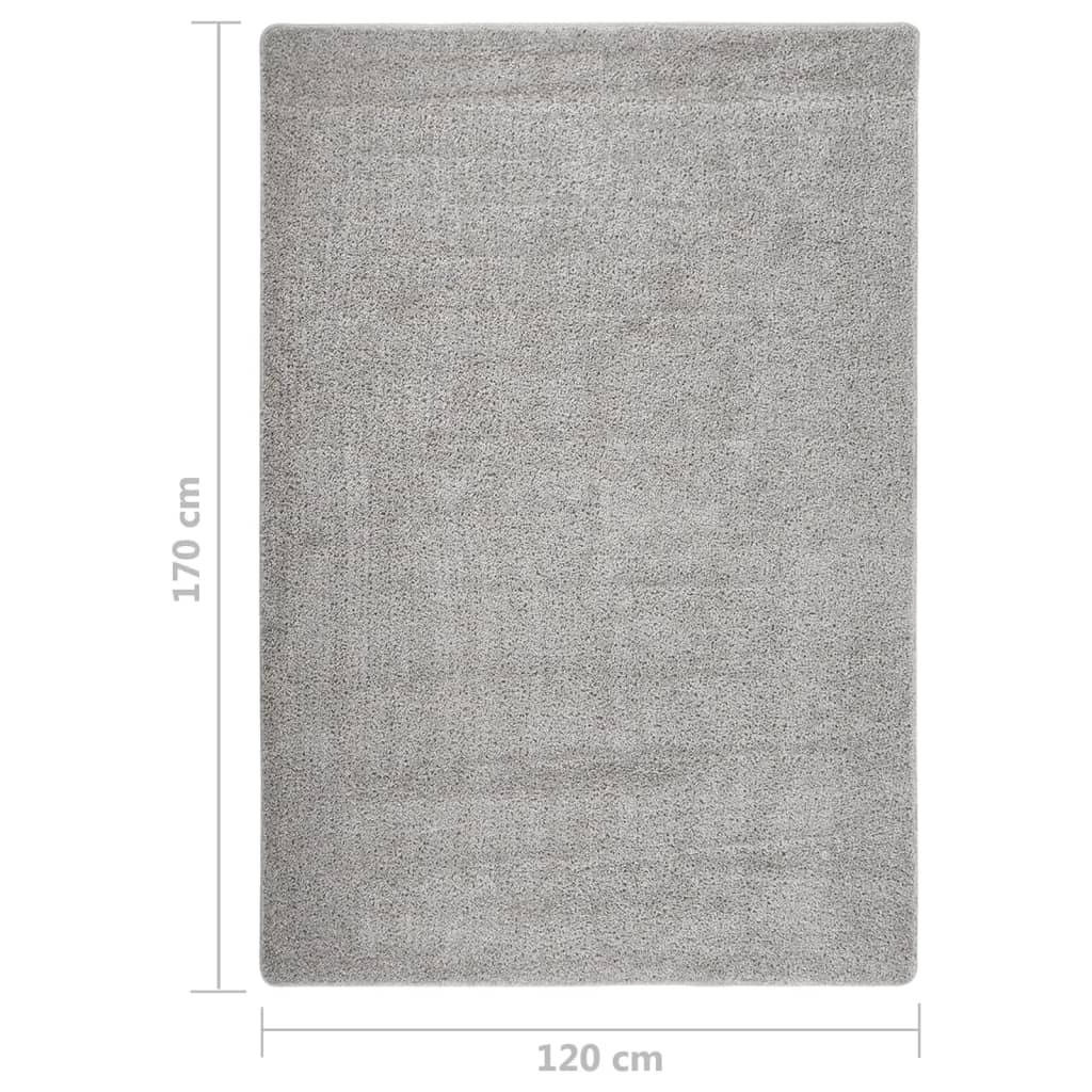 Tapis shaggy gris clair 120x170 cm antidérapant