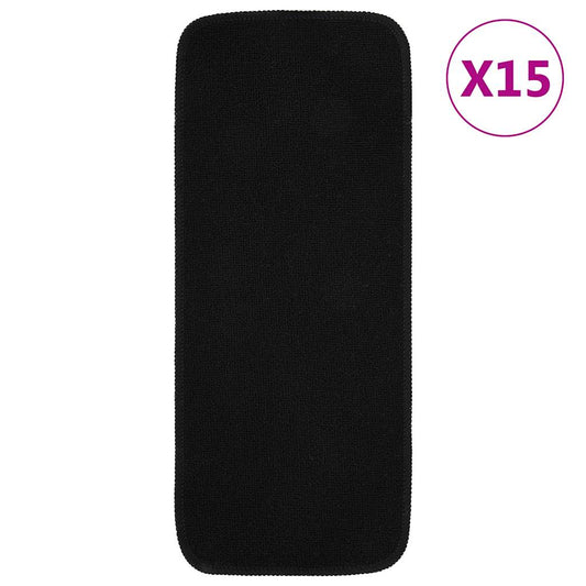 Non-Slip Stair Mats 15 Pcs. 60x25 cm Black Rectangular