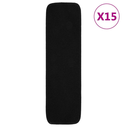 Anti-slip Stair Mats 15 Pcs. 75x20 cm Black Rectangular