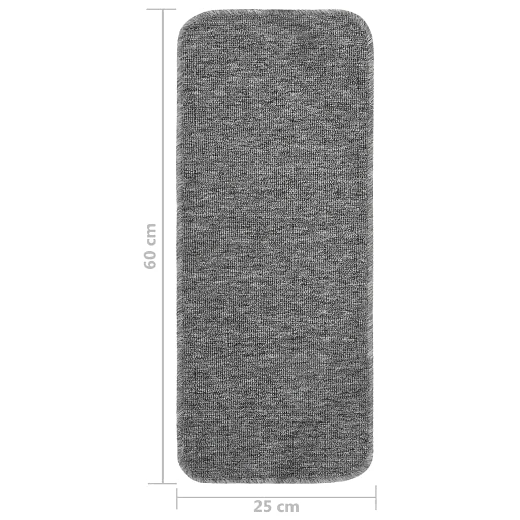 Anti-Slip Stair Mats 15 Pcs. 60x25 cm Grey Rectangular