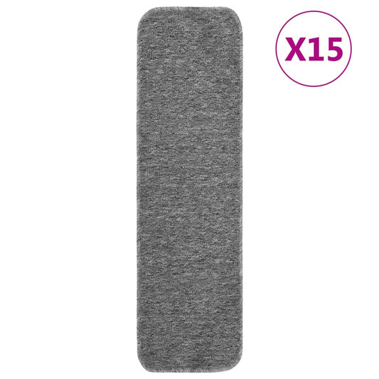 Anti-slip Stair Mats 15 pcs. 75x20 cm Grey Rectangular