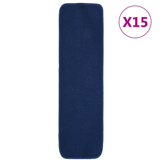 Non-slip Stair Mats 15 pcs. 75x20 cm Navy Blue Rectangular