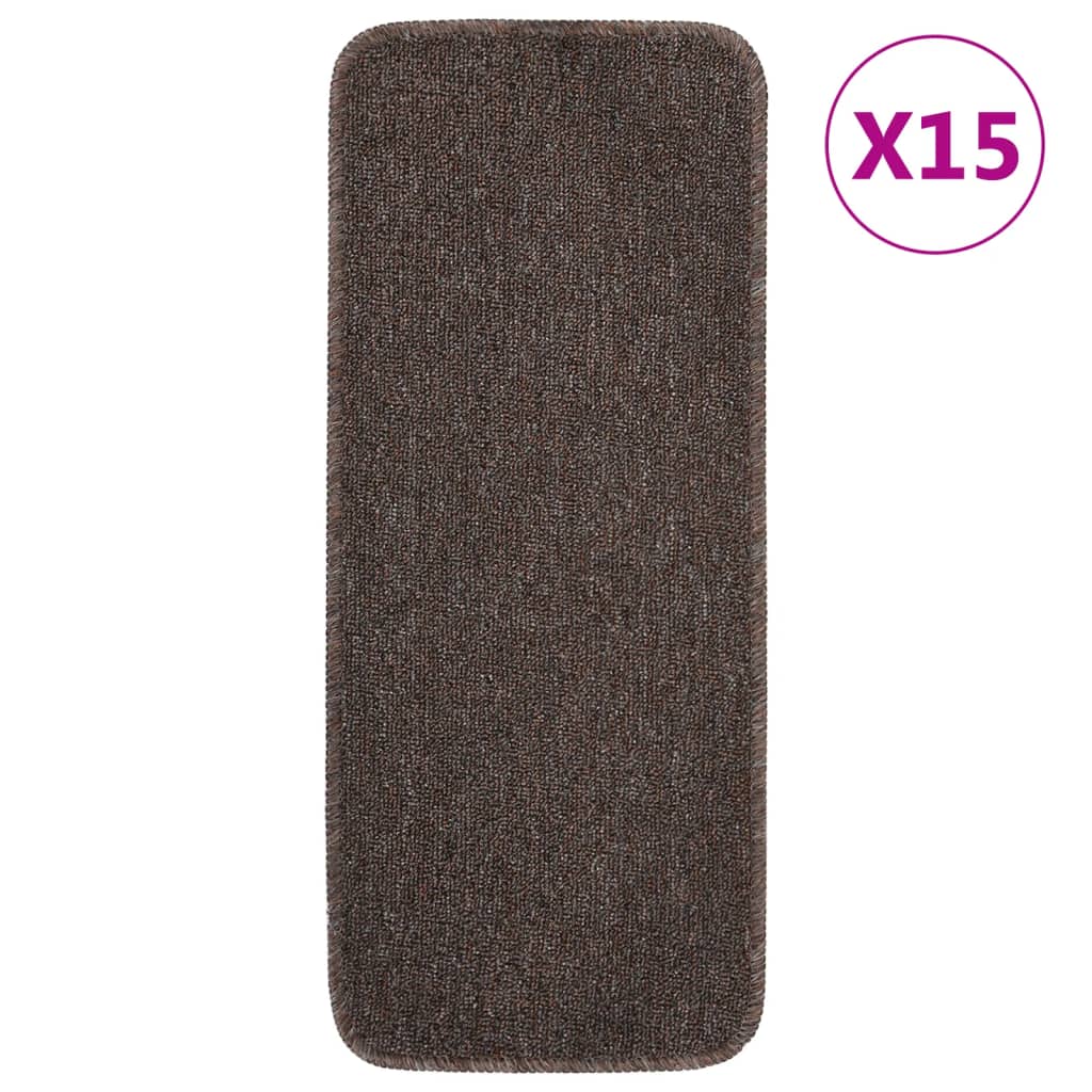 Non-slip Stair Mats 15 pcs. 60x25 cm Brown Rectangular