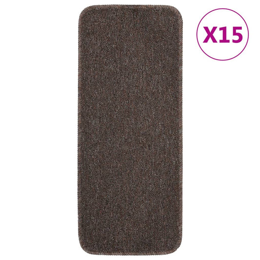 Non-slip Stair Mats 15 pcs. 60x25 cm Brown Rectangular