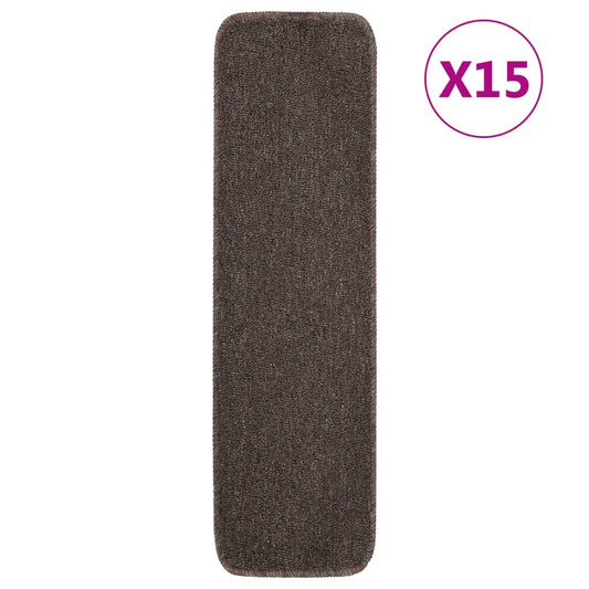 Anti-Slip Stair Mats 15 Pcs. 75x20 cm Brown Rectangular