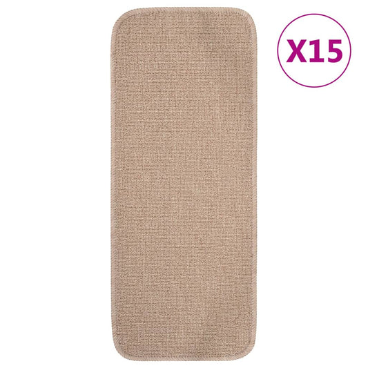 Anti-slip Stair Mats 15 Pcs. 60x25 cm Beige Rectangular